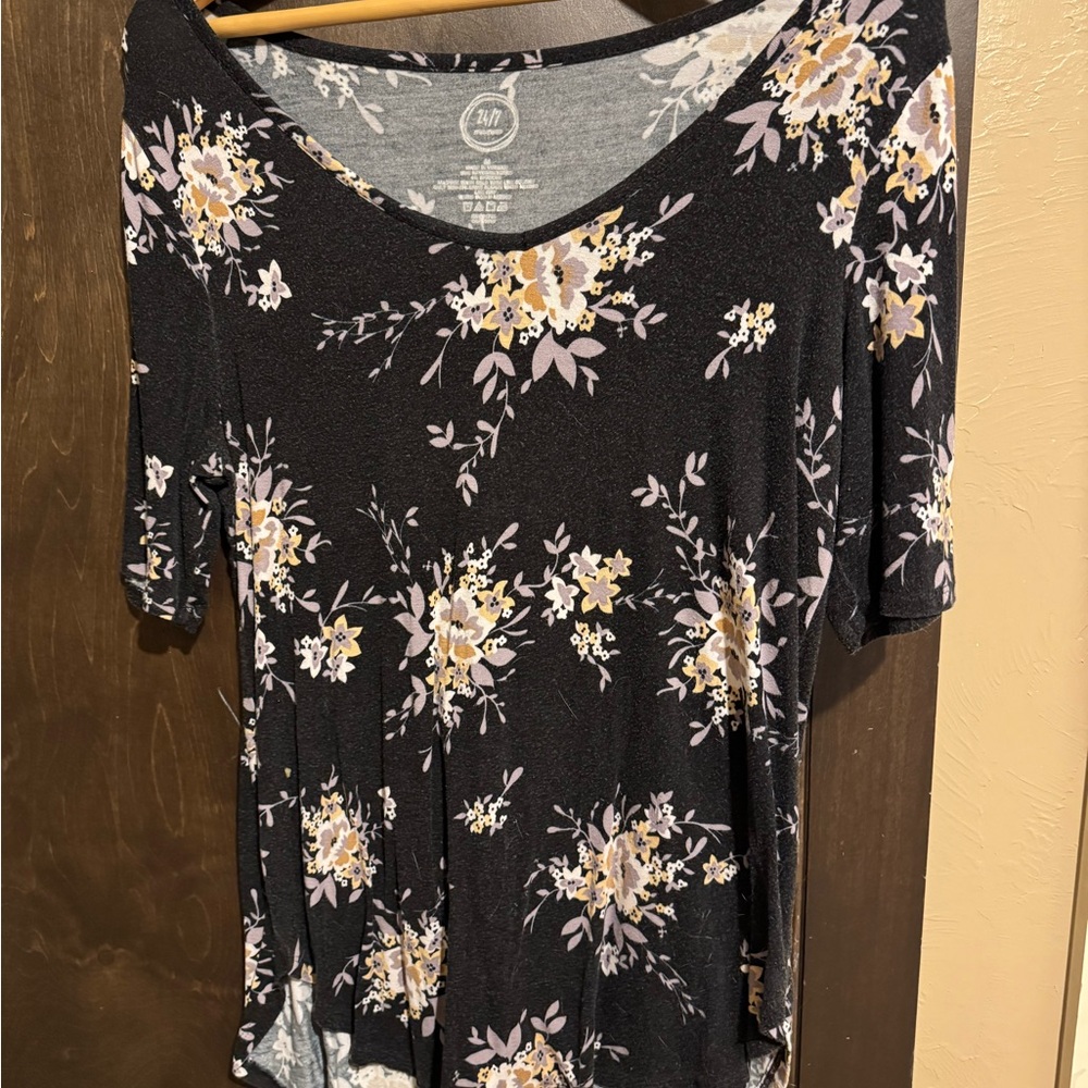 Floral Black Top